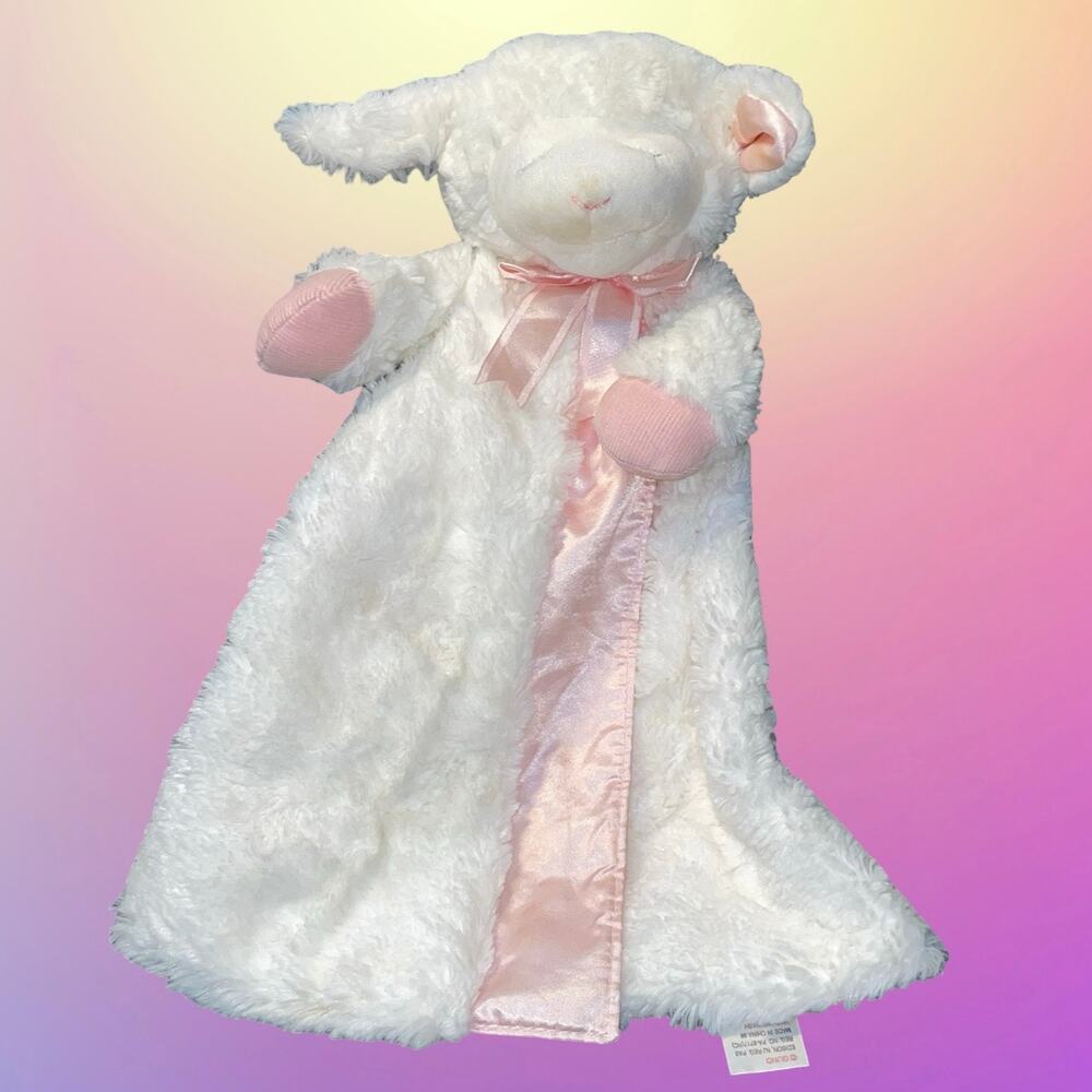Baby Gund Winky Lamb Huggybuddy Security Blanket Lovey Plush Pink Satin 4034130